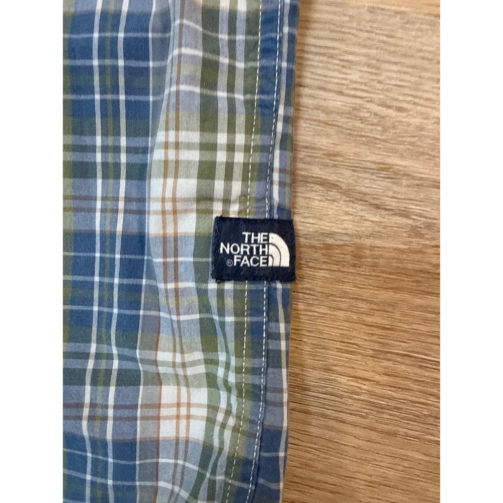 The North Face (Blue/Green) Plaid Short Sleeve Shirt Mens Medium Cotton Blend